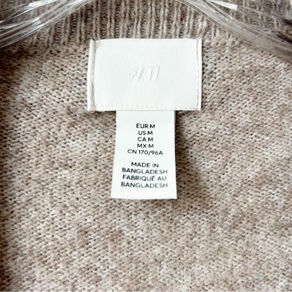 H&M Elegant Heather Tan Beige Open-Front Long Oversized Wool Cardigan Sz M - Picture 6 of 15